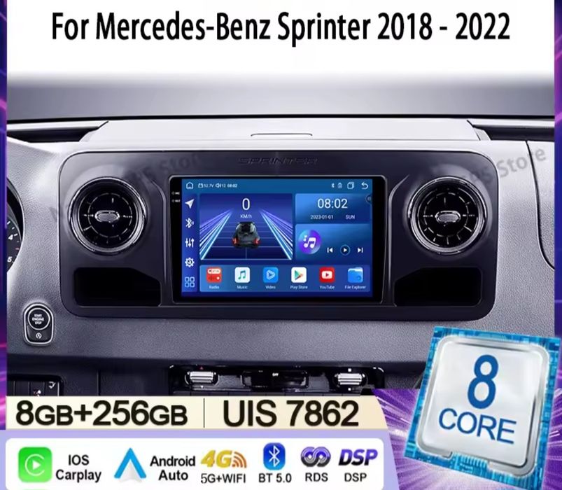 Navigatie android Mercedes Sprinter 2018-2022 Waze YouTube