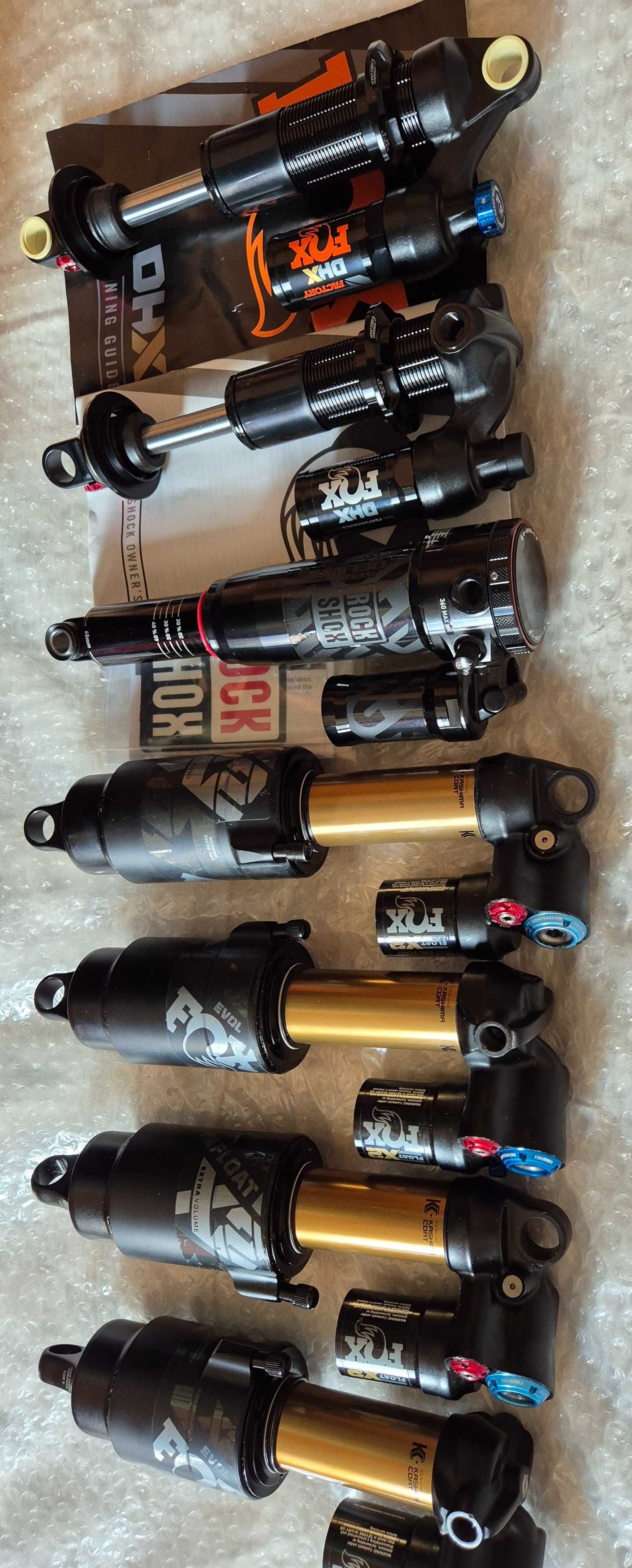 Нови Ohlins, Rock Shox, Fox DHX, X2 210, 205, 225, 230 и 250 размери.
