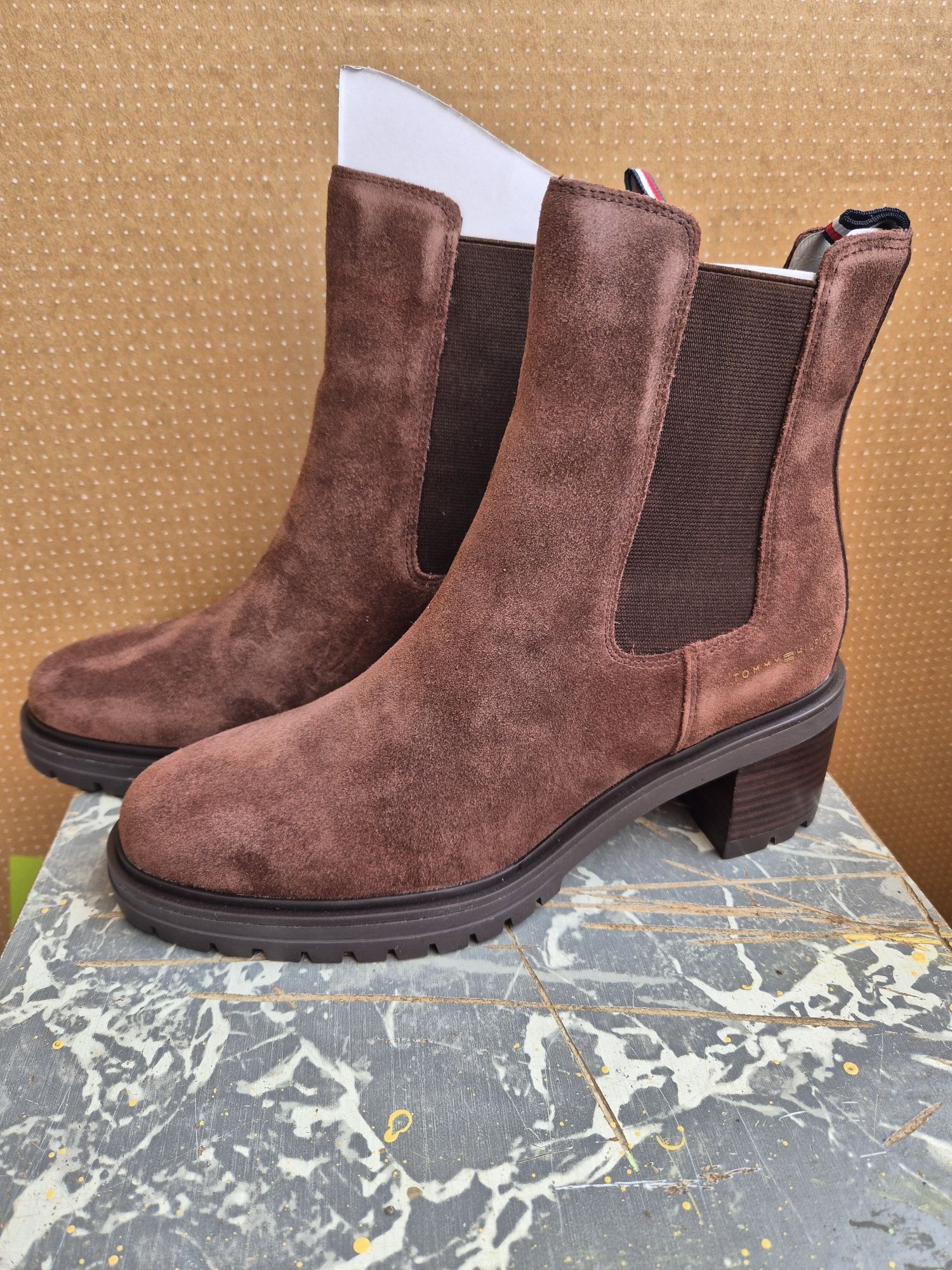 Tommy Hilfiger - Ghete dama, Piele naturala, Maro, 40