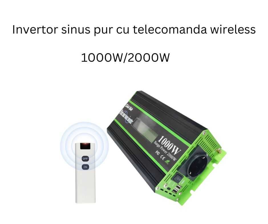 Invertor telecomandă, sinus pur 1000/2000/2500/3000/3500/5000W,12/24V