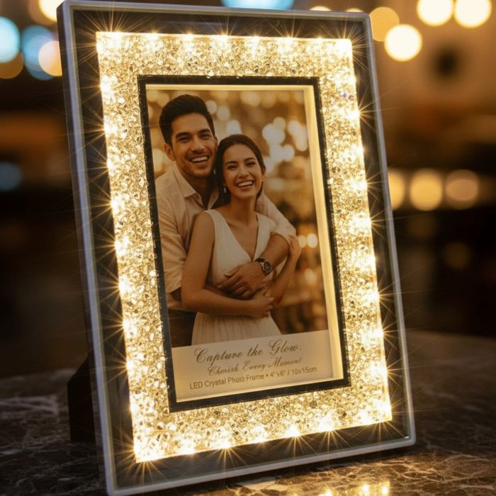 Кристална фоторамка с LED осветление и USB
