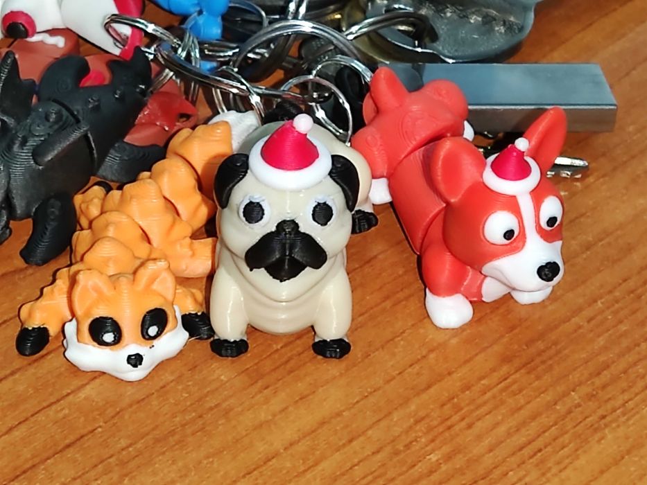 Breloc chei cu animalute articulate, set de 10 buc