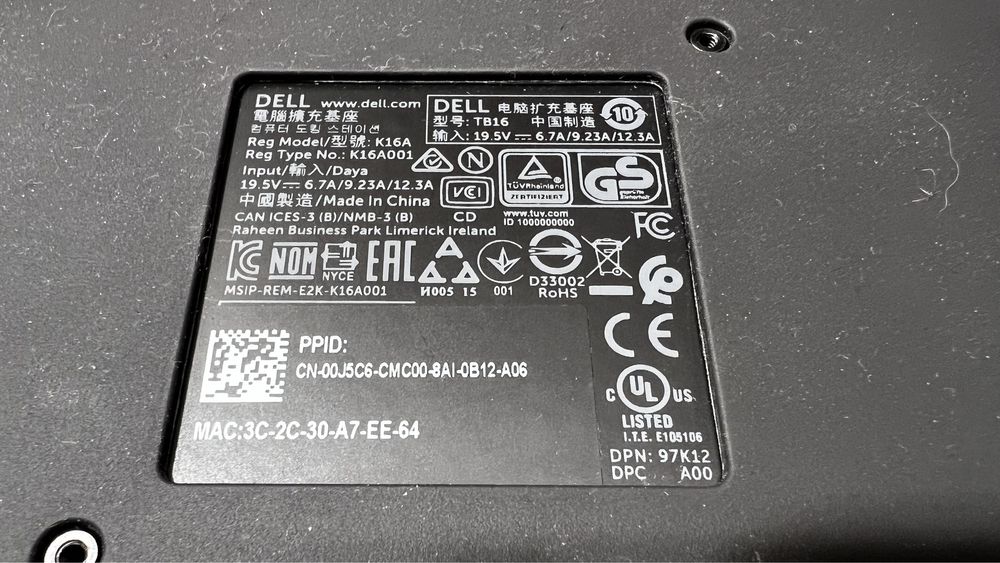 Докинг станция Dell Business Thunderbolt Dock TB16 K16A