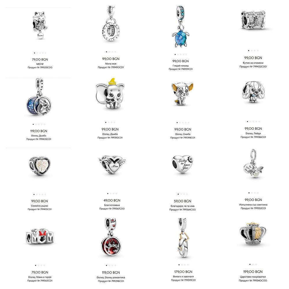 Талисмани Пандора гривни Pandora charms