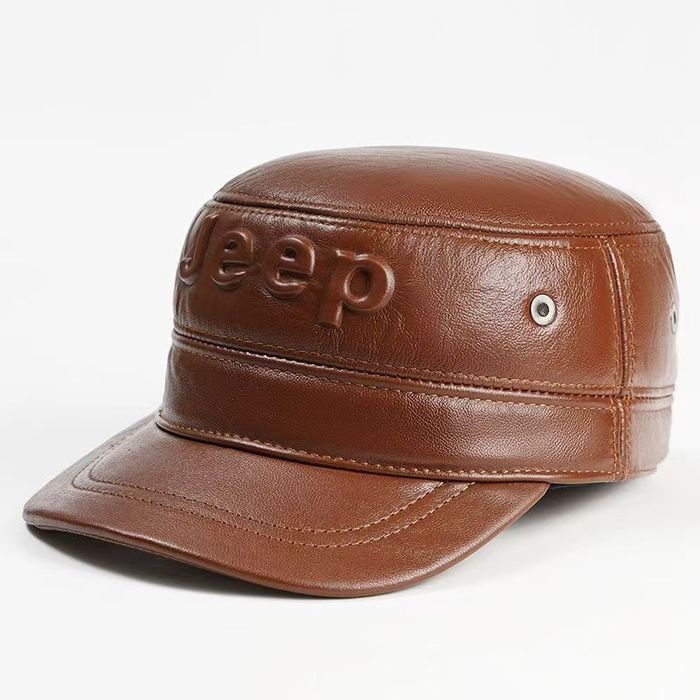 мужская кепка Jeep  из 100% натуральной кожи шапка мужской кажанная