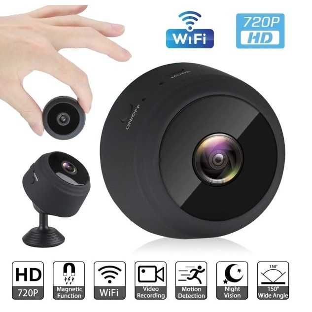 Мини Скрита Камера Шпионска камера, Wireless, Full HD, Нощно виждане