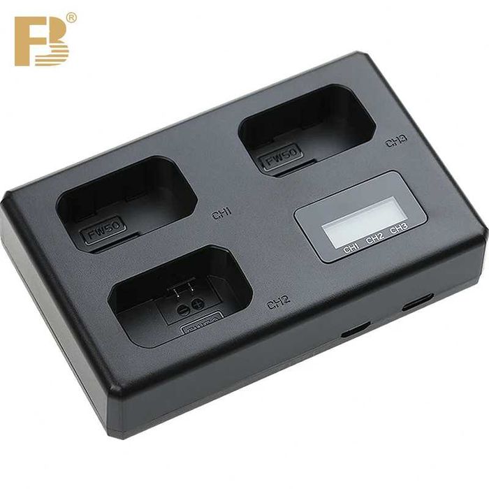 Incarcator triplu acumulatori Canon LP-E6 Sony NP-FZ100 Sony NP-FW50