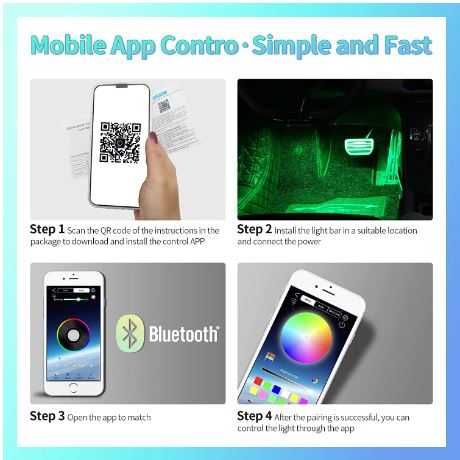Benzi LED Auto LED Car Interior Ambient Foot Strip Light KitRemote App