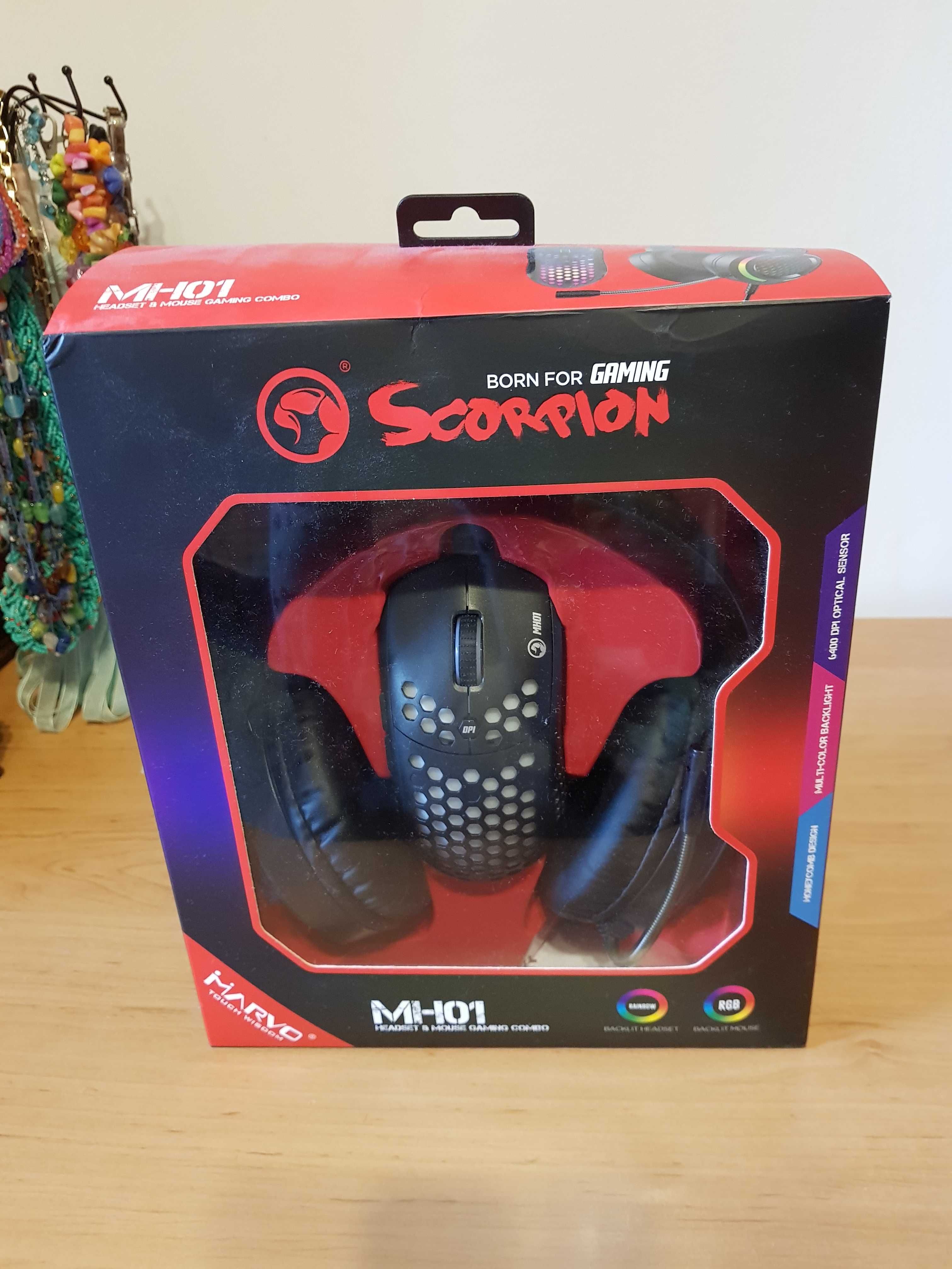 Kit Gaming casti si mouse MARVO MH01, 3.5mm, USB, negru