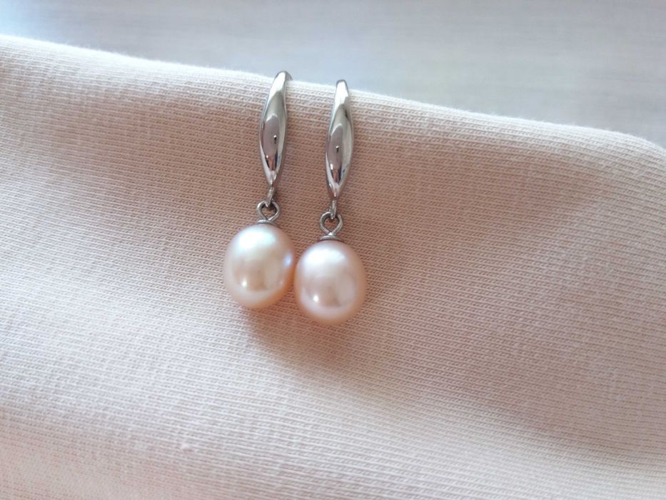 Обеци сребро, розови перли Yuno Pearls