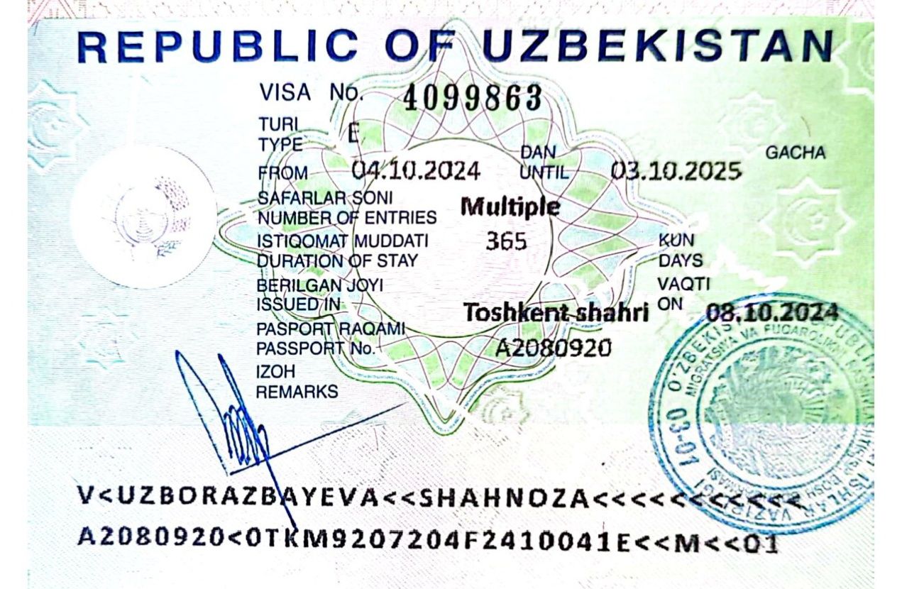 Виза в Узбекистане