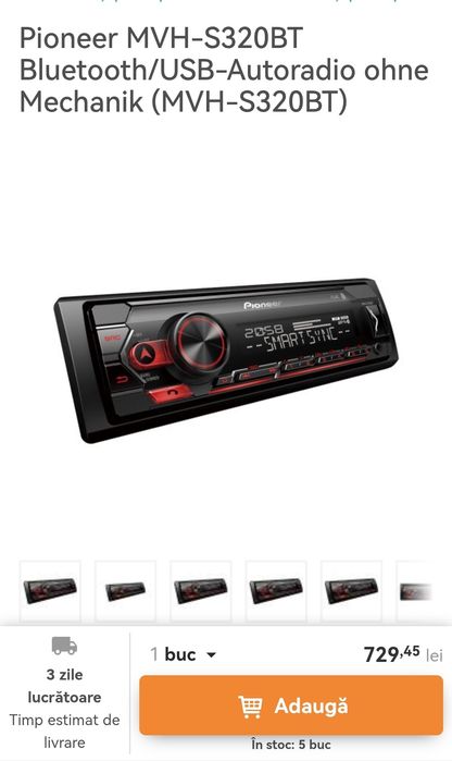 Mp3 auto Pioneer MVH-S320BT stik