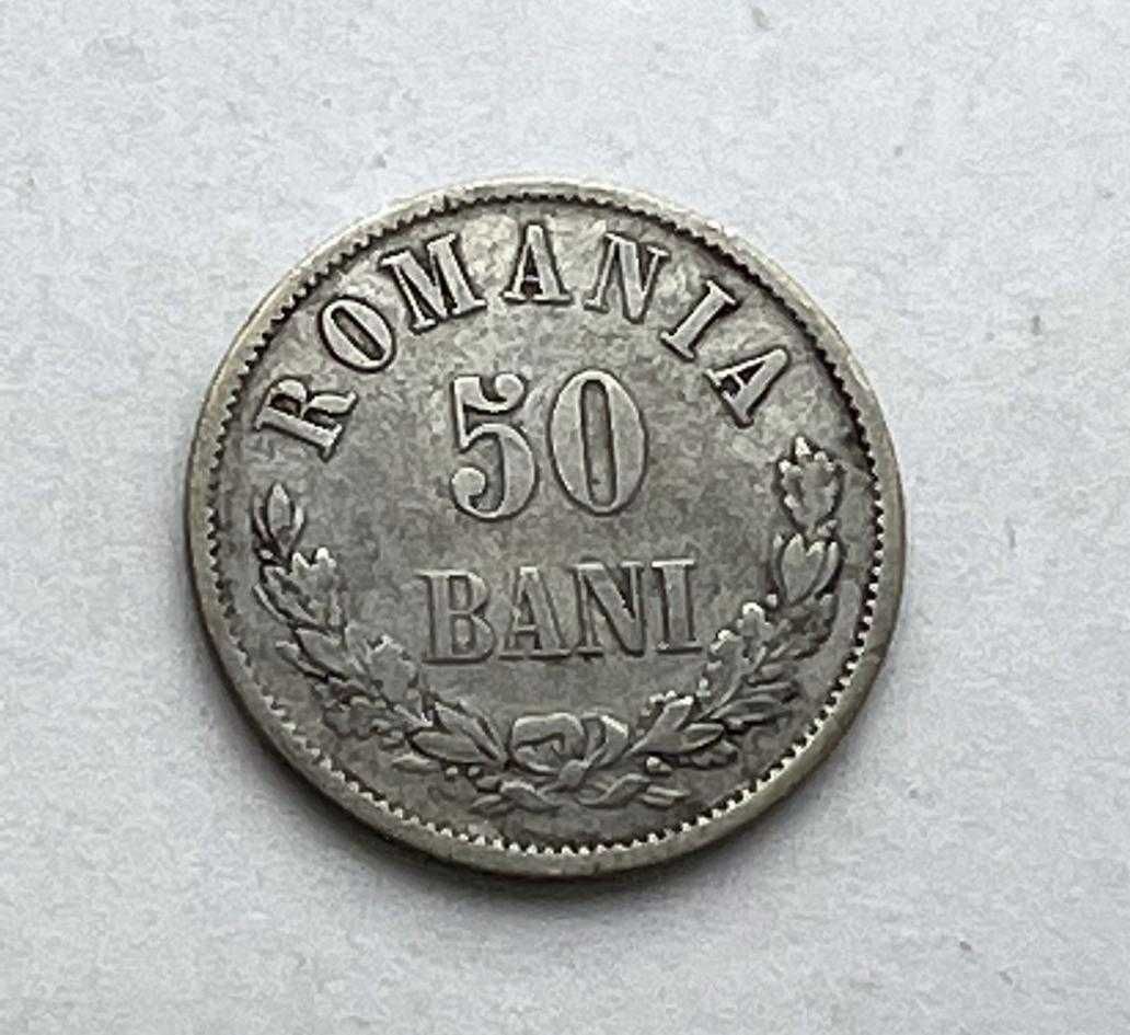 Moneda Romania 50 bani 1873 argint 835 puritate la mie 2,5 grame