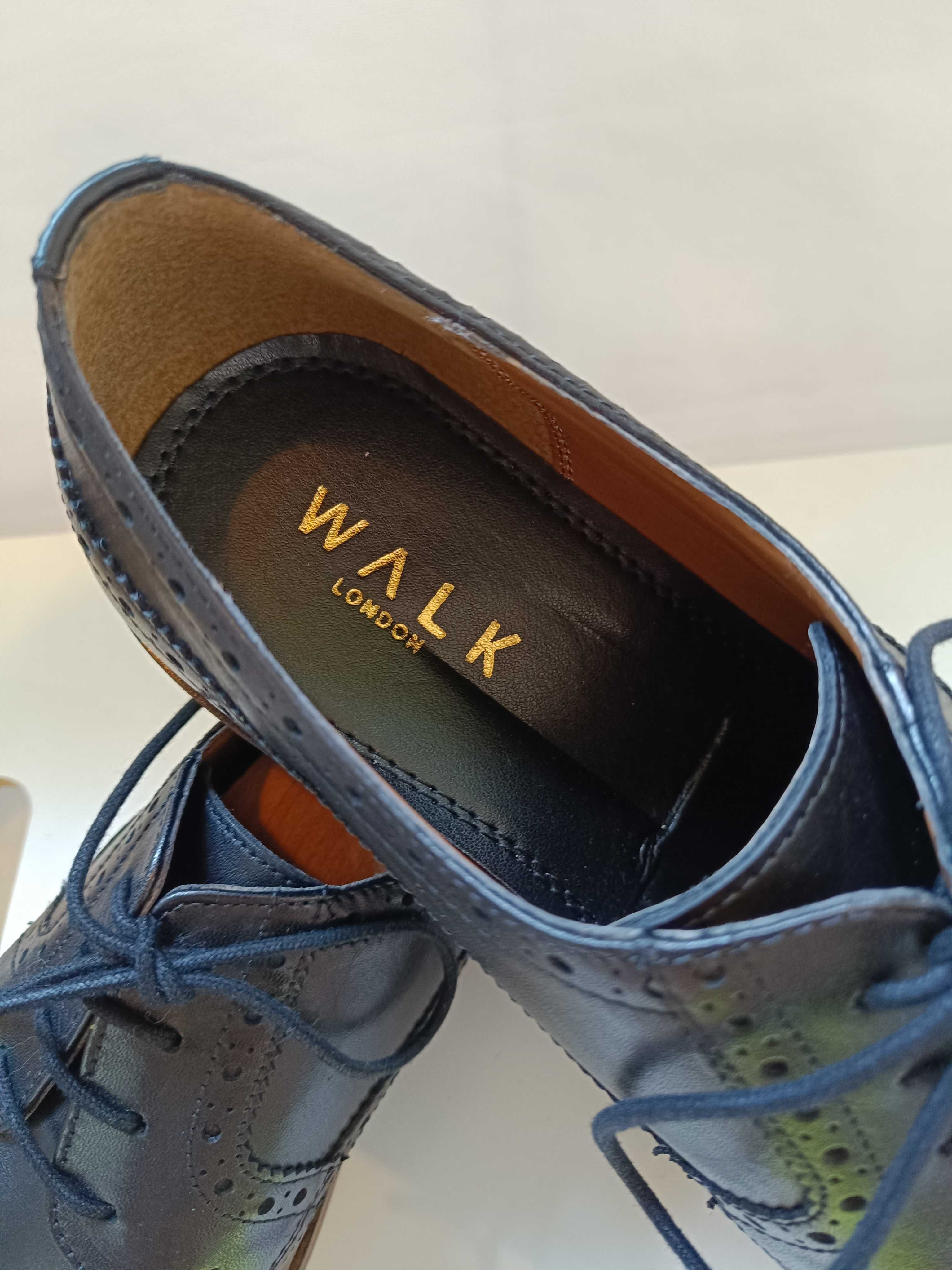 Pantofi derby 43 brogue premium Walk London piele naturala moale