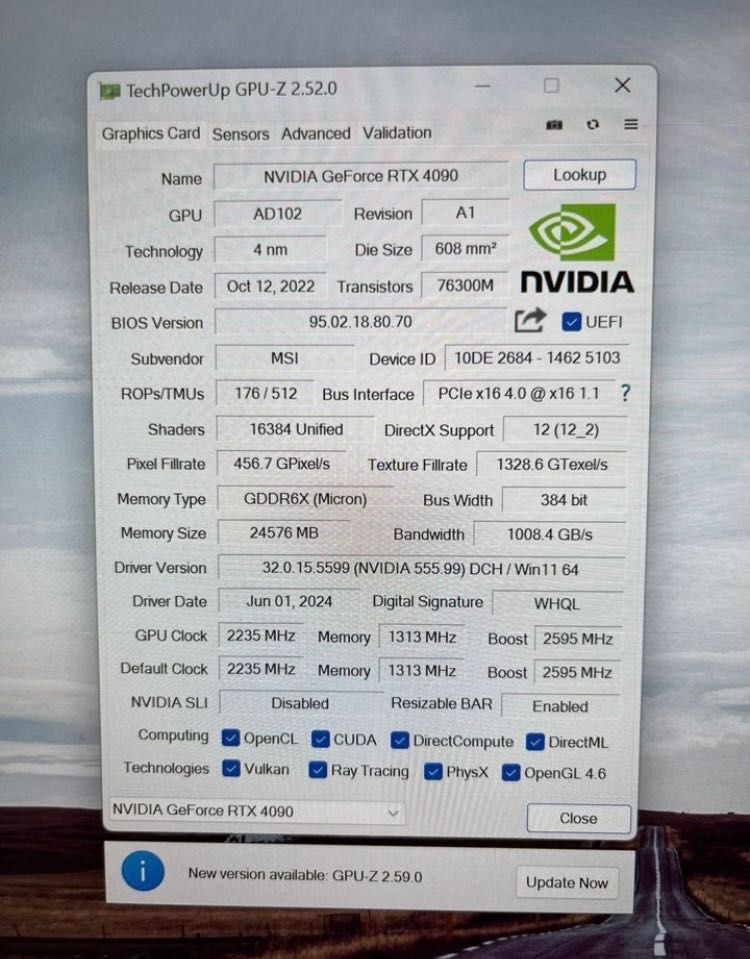 MSI Gaming GeForce RTX 4090, 24GB GDRR6X, 384-Bit