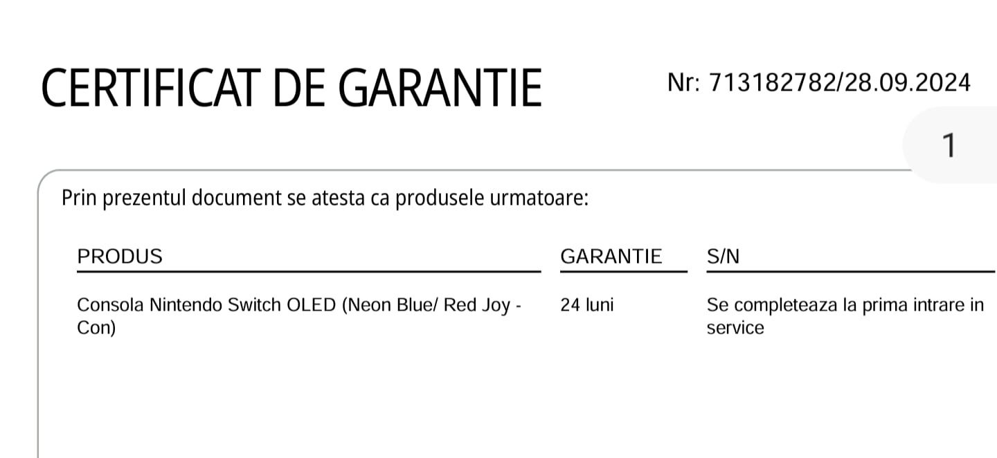 Consola Nintendo Switch OLED (garantie valabila)