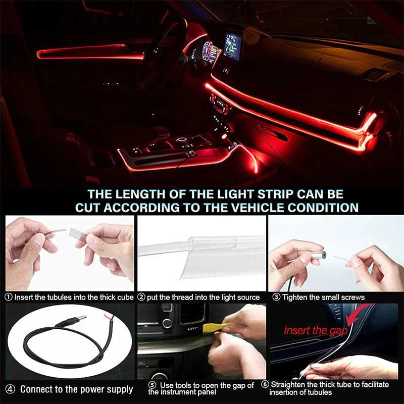 Lumini ambientale auto neon RGB, aplicatie prin Bluetooth 5/6 led