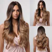 peruca lunga 76 cm Ombre SATEN /BLOND imita par natural