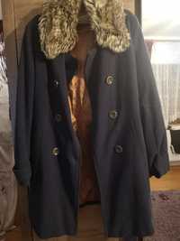 Palton lână bleumarin