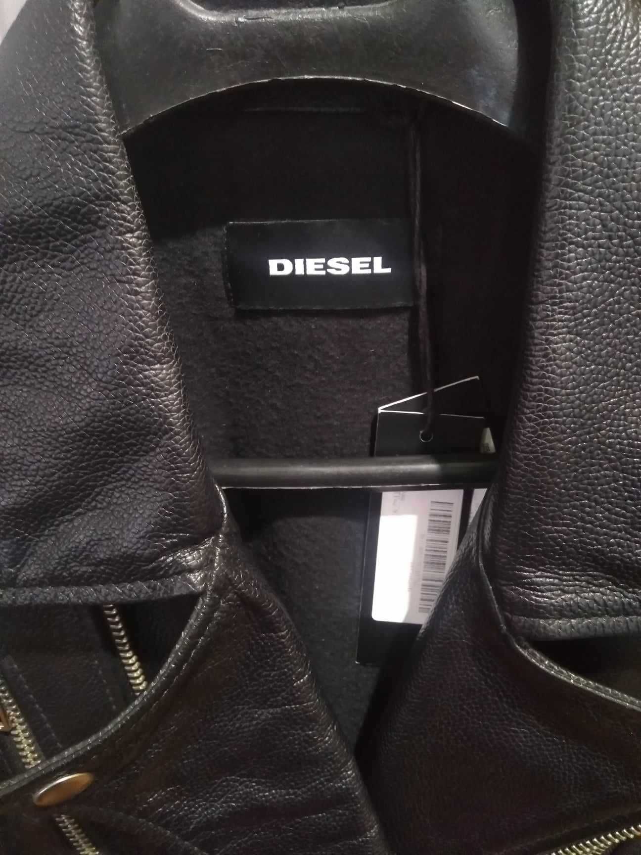 Diesel, Jacheta biker de piele Primus, Negru, XL