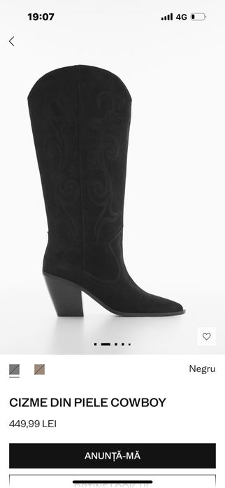 Cizme / Ciocate negre piele intoartsa naturală Mango