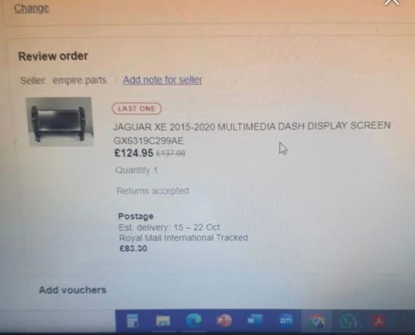 Display original Jaguar XE 2015-2020