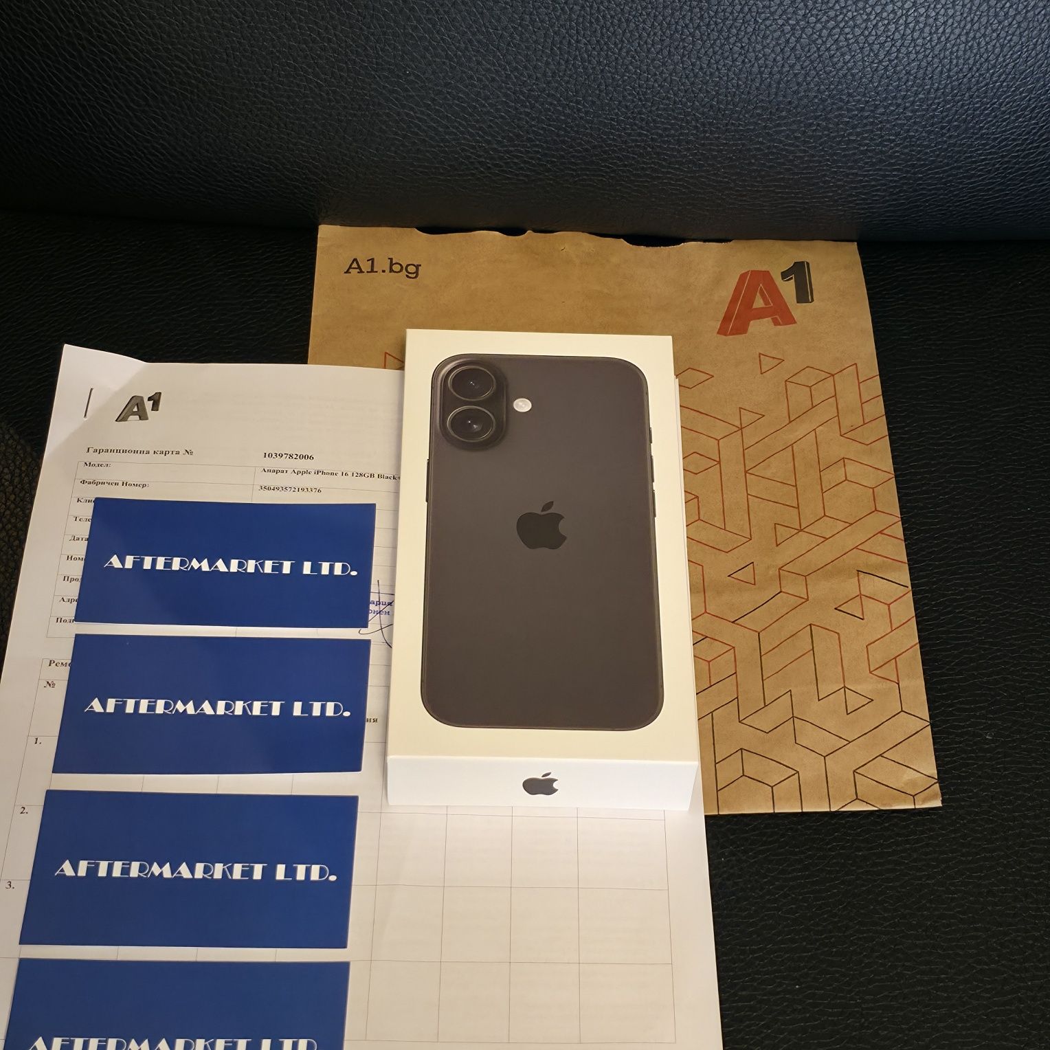 ЗАПЕЧАТАН 128GB iPhone 16 А1 Гаранция 2027 Black / Черен