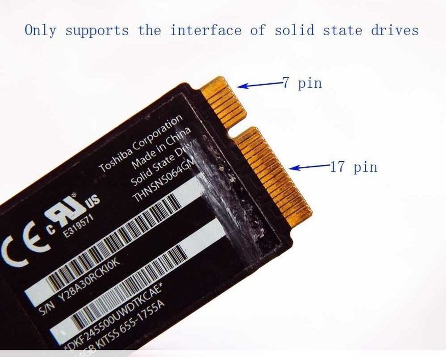 Adaptor SSD 7 + 17 pin la SATA 22 pini Macbook Air 2012 A1465 A1466