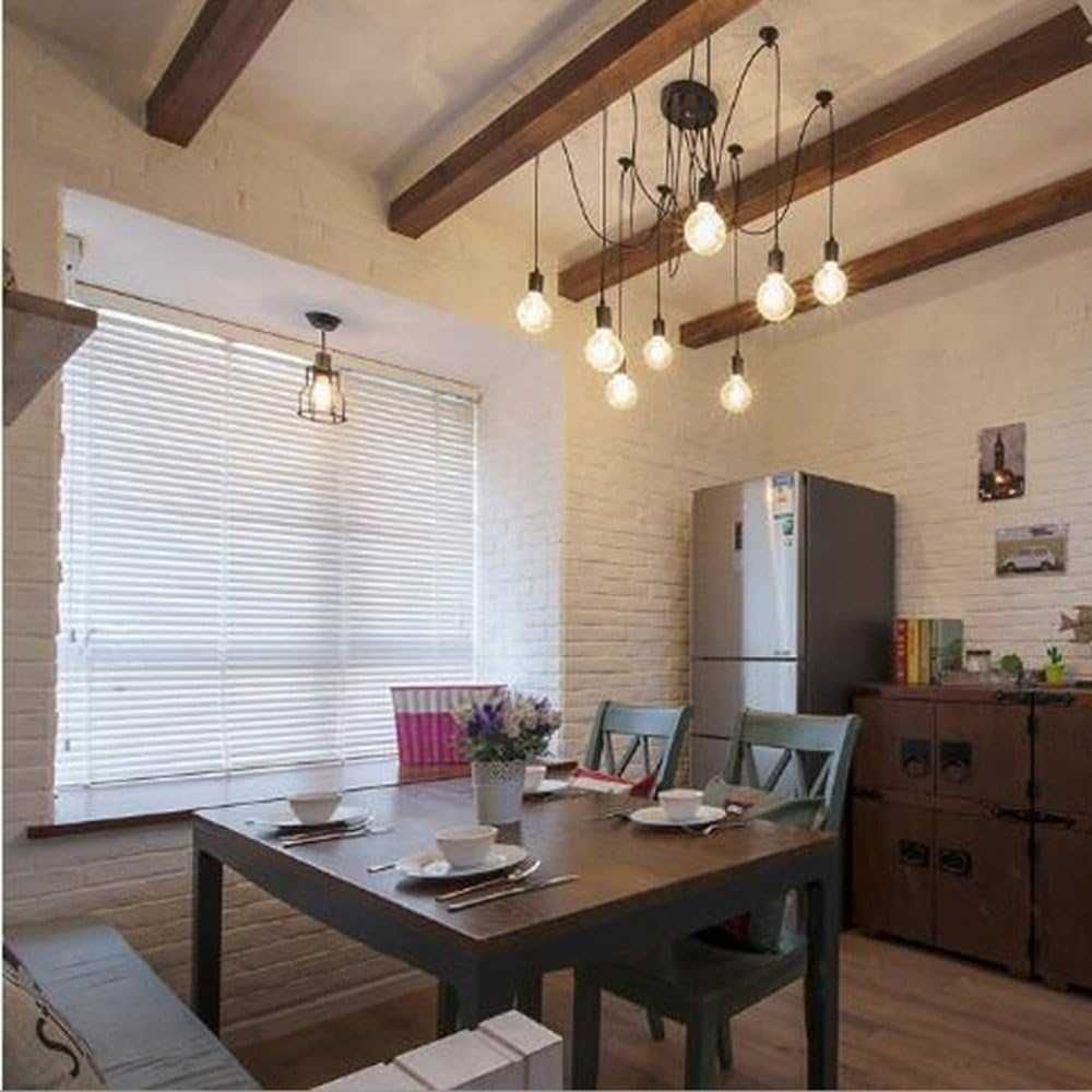 НОВ! Ретро полилей, лапма с 6 рамена, E27, черен