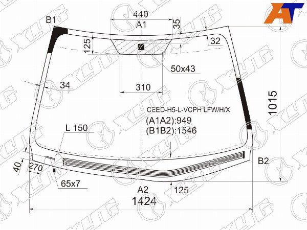 Стекло лобовое с обогревом щеток KIA CEED 5D 06-10 Kia Ceed