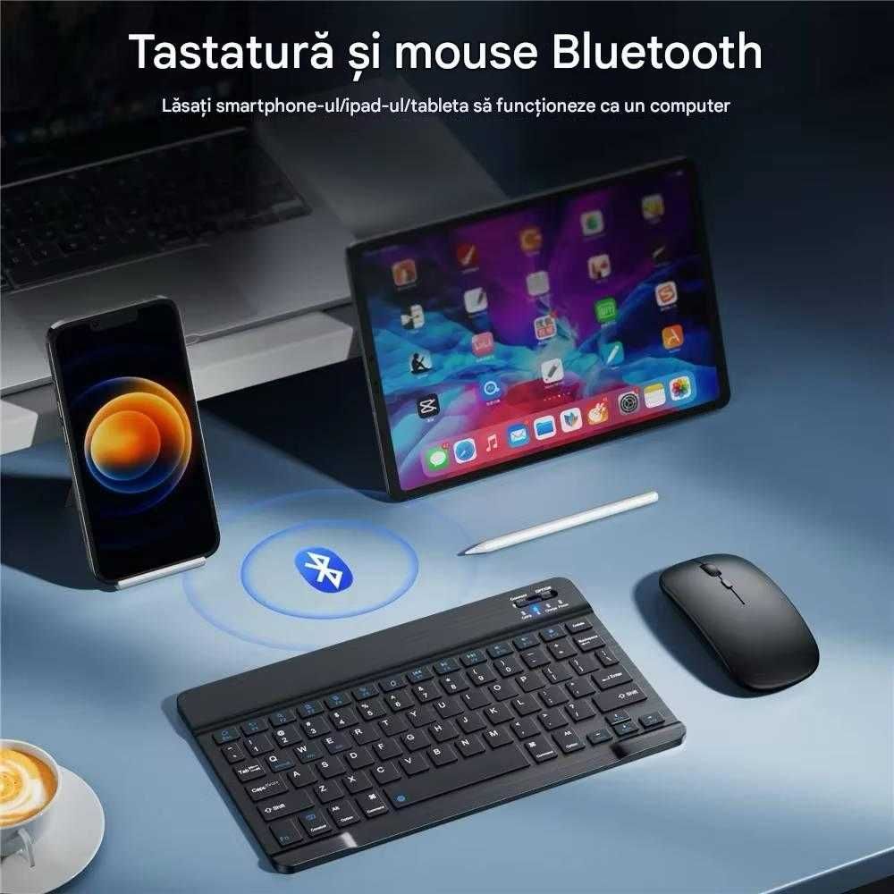 Kit Tastatura si mouse Bluetooth/2.4G reincarcabile  Alb sau Negru