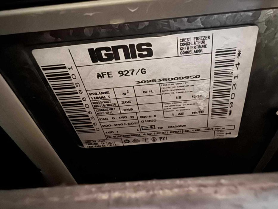 Фризер с ракла IGNIS AFE 927/G – 265 литра, отлично състояние