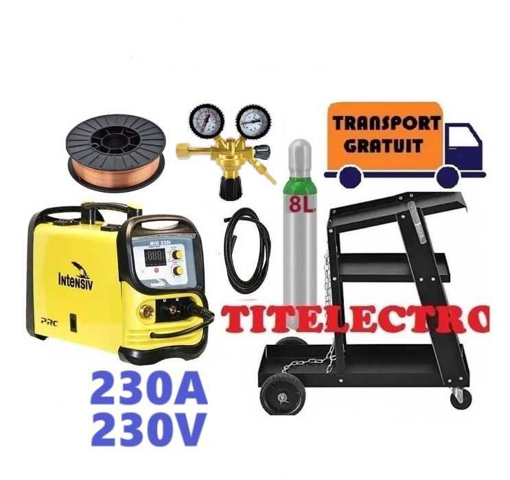 Aparat sudura MIG 230i + butelie argon CO2 + ceas + sarma + carucior