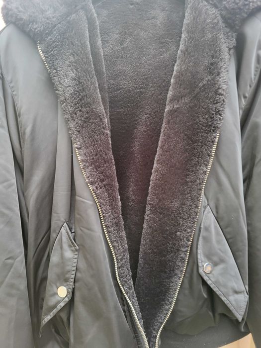 Jachetă cu două fete, blană si fis, cu glugă 8