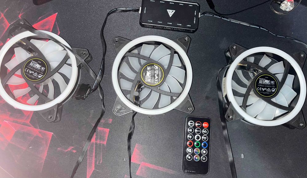 Set ventilatoare/cooler Gamdias Aeolus M2 1201R ARGB +HUB/Telecomanda