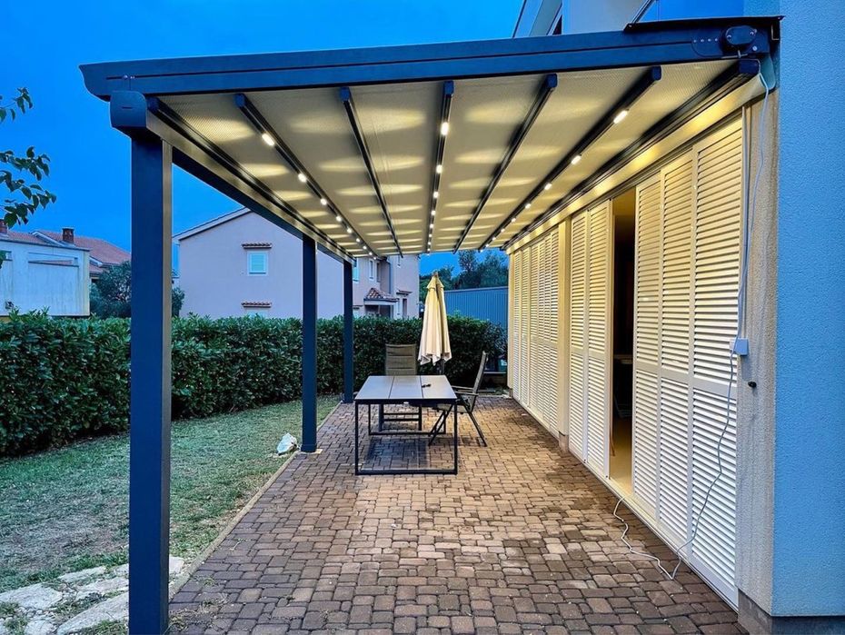 Terasa , pergole retractabile , rooling roff ,tavan fix ,ferestre PVC