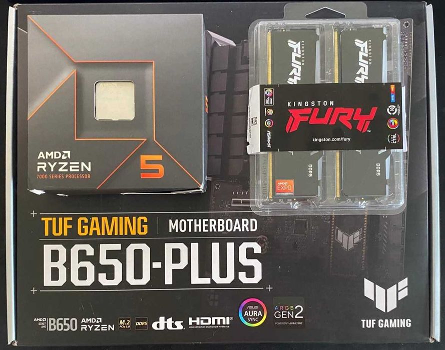 Kit Gaming AMD Ryzen 5 7600x Asus Tuf B650-Plus 32 Gb RAM 6000 Mhz RGB