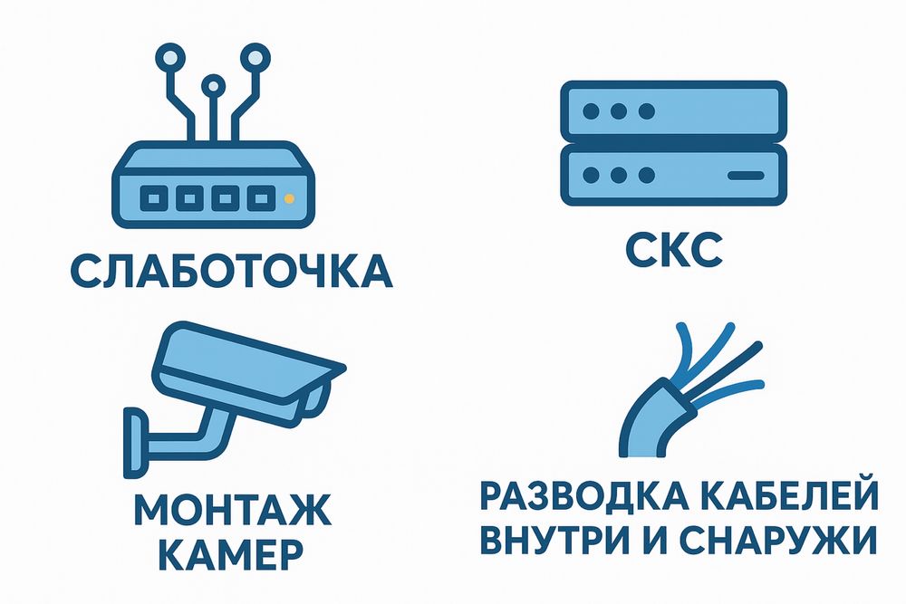 Слаботочка, Скс, Монтаж камер, Разводка кабелей