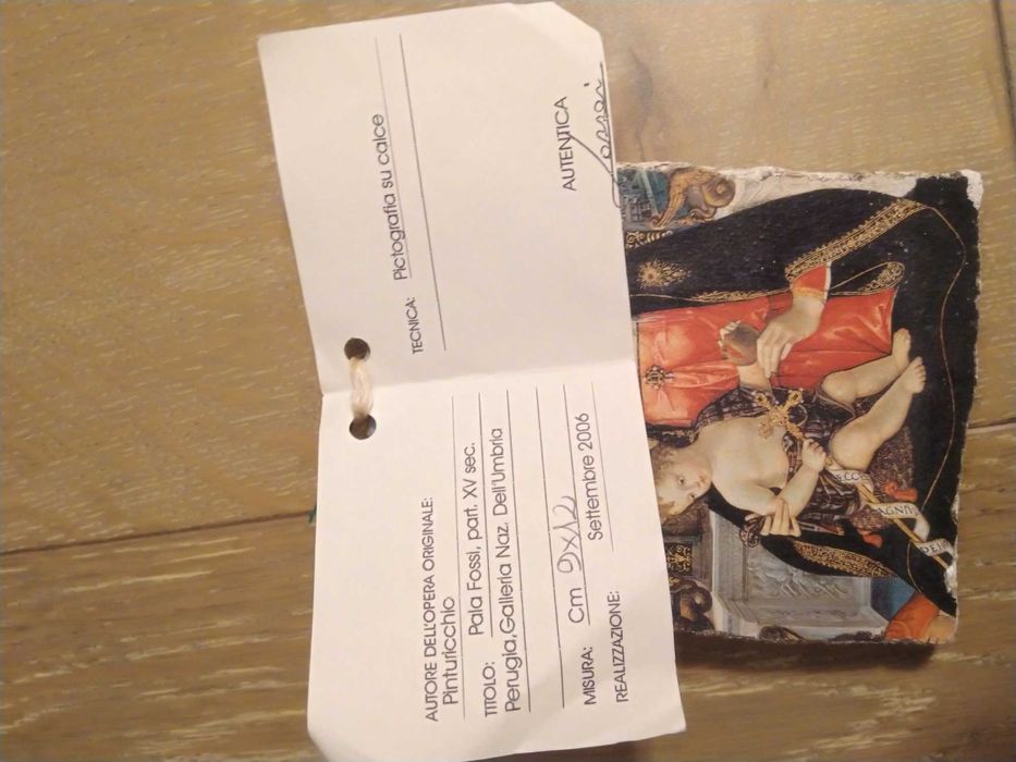 Icoana Madonna cu pruncul pictografie pe calciu