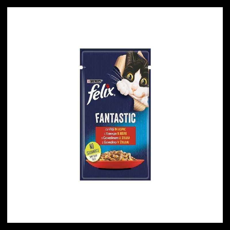 Nou Felix Fantastic Adult, hrana umeda pentru pisici, Vita, 85 gr