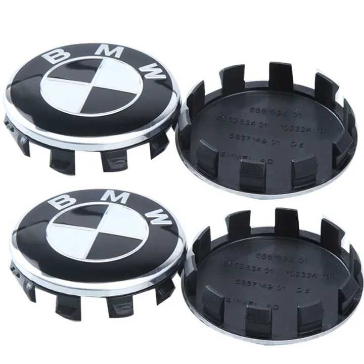 Capace Roti Sigle Embleme Jante BMW ALB NEGRU / Full Negru 56MM/68MM