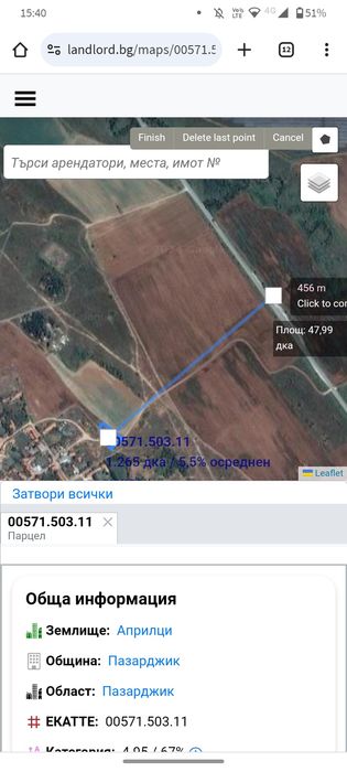 Продава се Парцел в Пазарджик, Окръжна болница - 1265 кв.м за 2 €/кв.м - Снимка #7