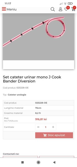 Stand uretral Cook medical