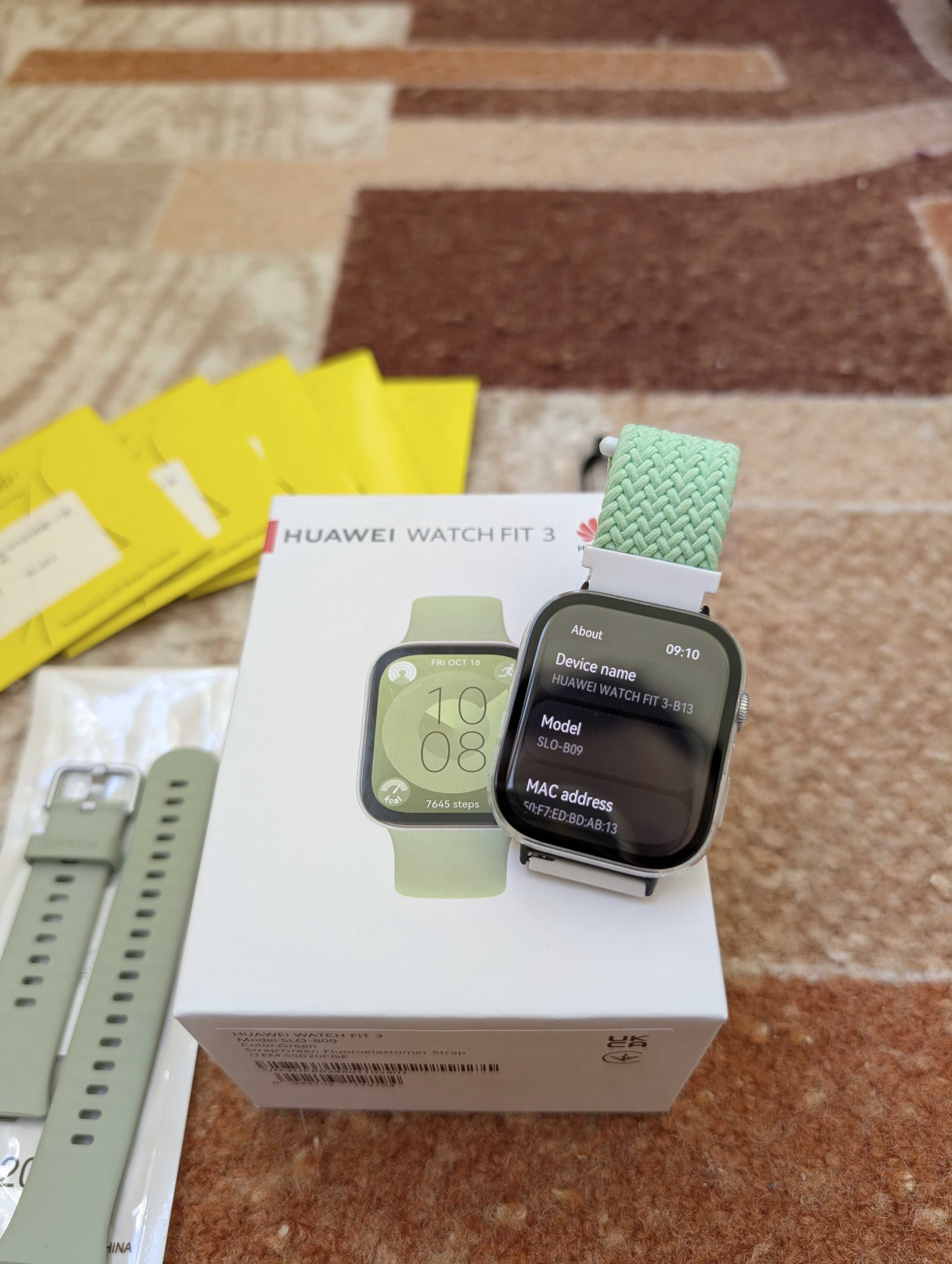 Huawei Watch Fit 3 Green смарт часовник + аксесоари