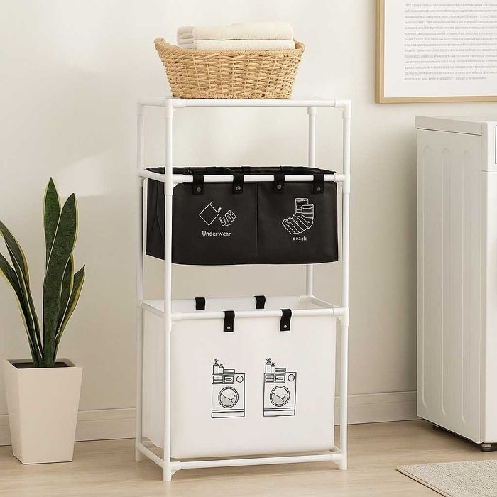 Мултифункционален органазйер за мръсни дрехи с 3 кошници и 3 рафта