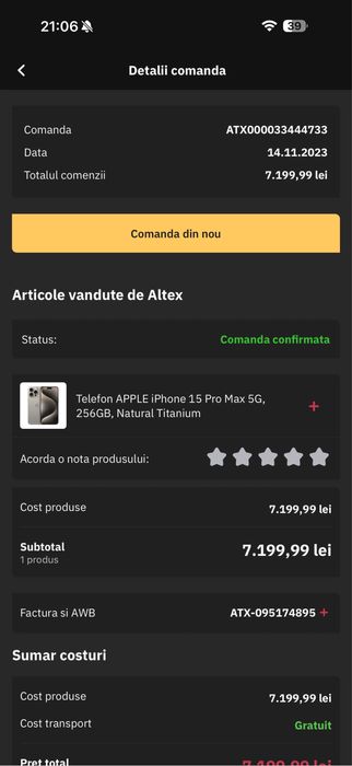 iPhone 15 Pro Max 256 GB Natural Titanium fara defecte