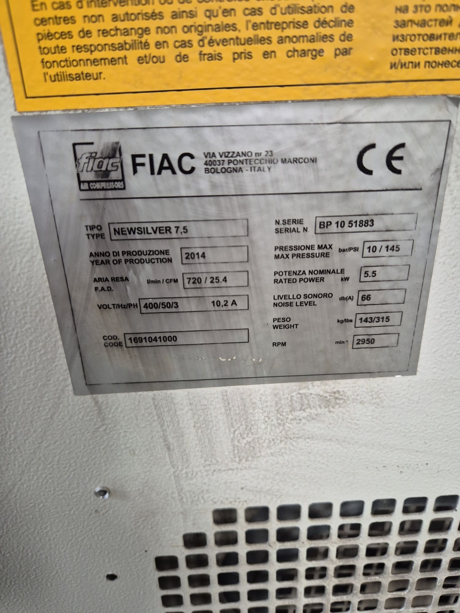 Compresor la surub 5,5 kw FIAC