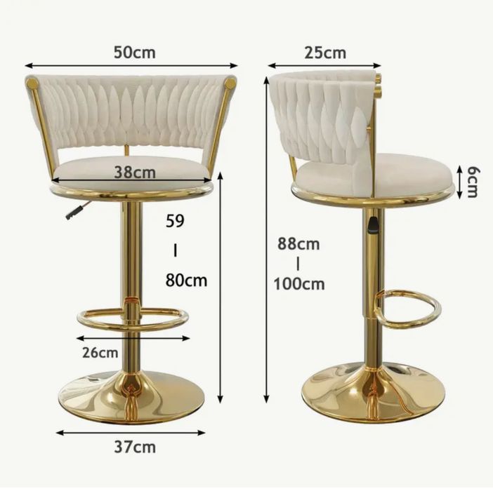 Set 2 scaune rotative de bar catifea neagra sau crem