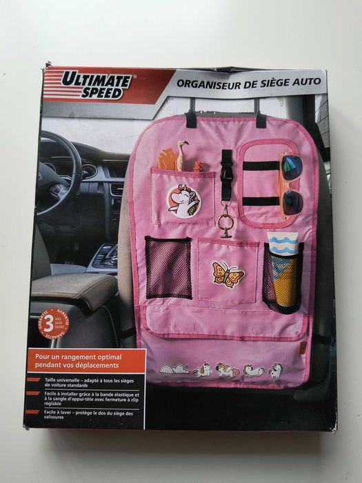 Organizator scaun auto - Albastru / Roz - Copii