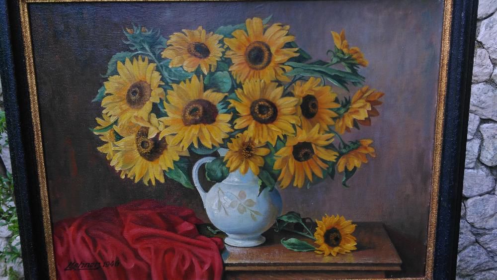 Tablou vechi, pictura Floarea soarelui L LEHNER
